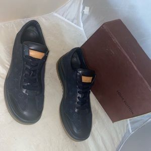 Louis Vuitton LV Monogram Navy Canvas Leather Trim Casual Shoes.